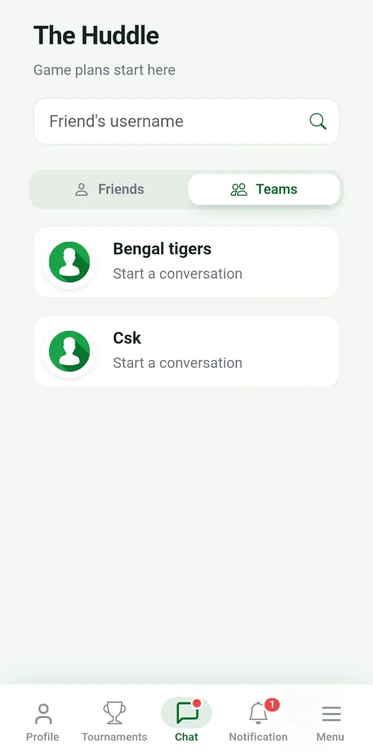 Connecting with players and chatting with your squad on CricFight